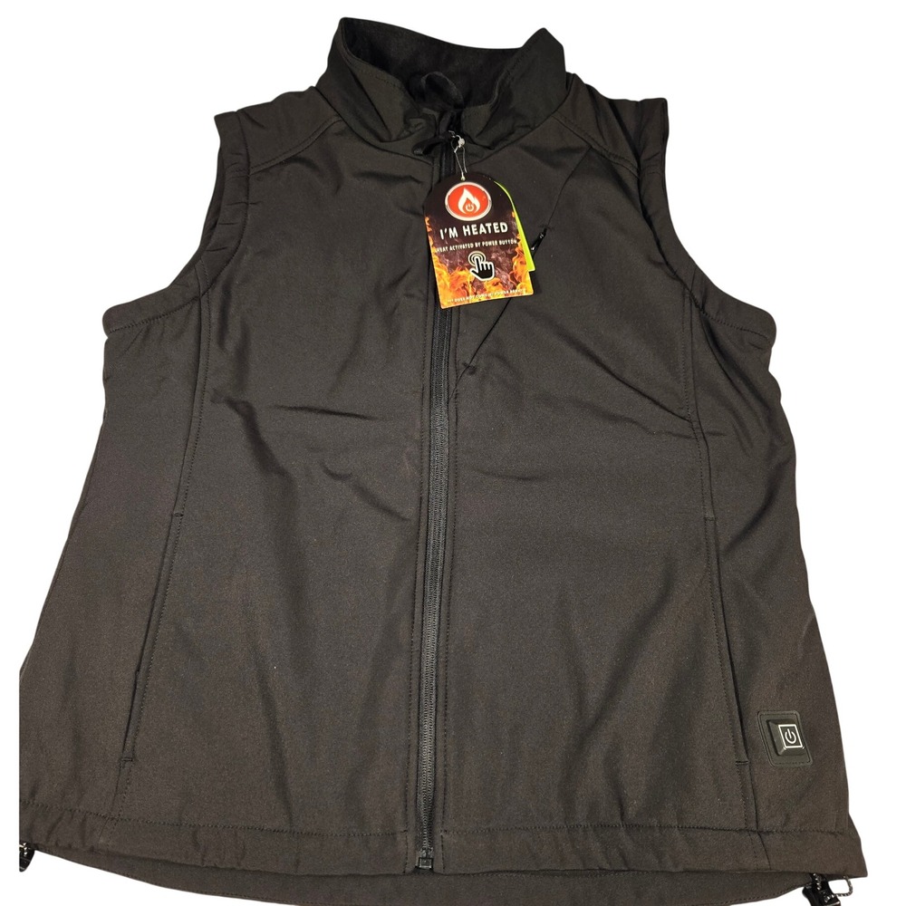 Burly Girl World Famous Sports Heated Vest Black WPB 8K Fleece Lined Size M NEW